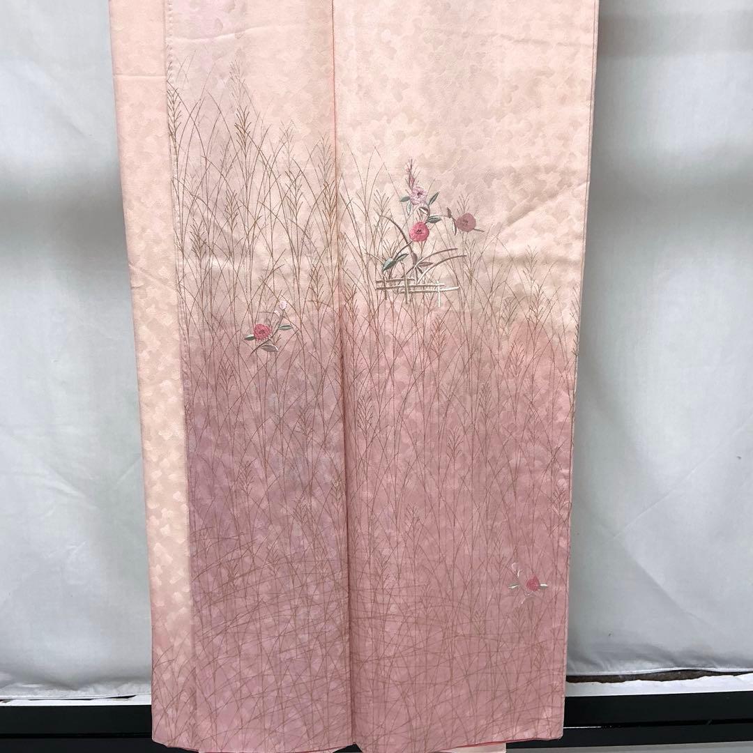 b17 正絹　袷　訪問着　刺繍　金銀彩　極美品　着物