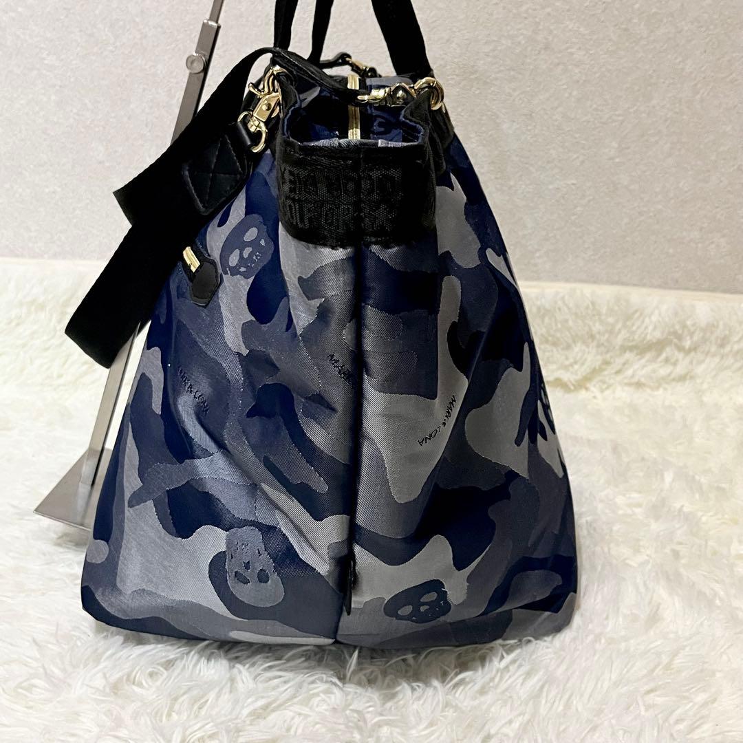 未使用級✨MARK&LONA トートバッグ　2way 迷彩　スカル　ネイビー