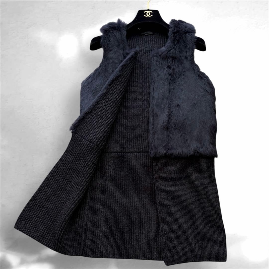 【まーや ✨】ANAYI ラビットファー切り替えニット ジレロングジレ38