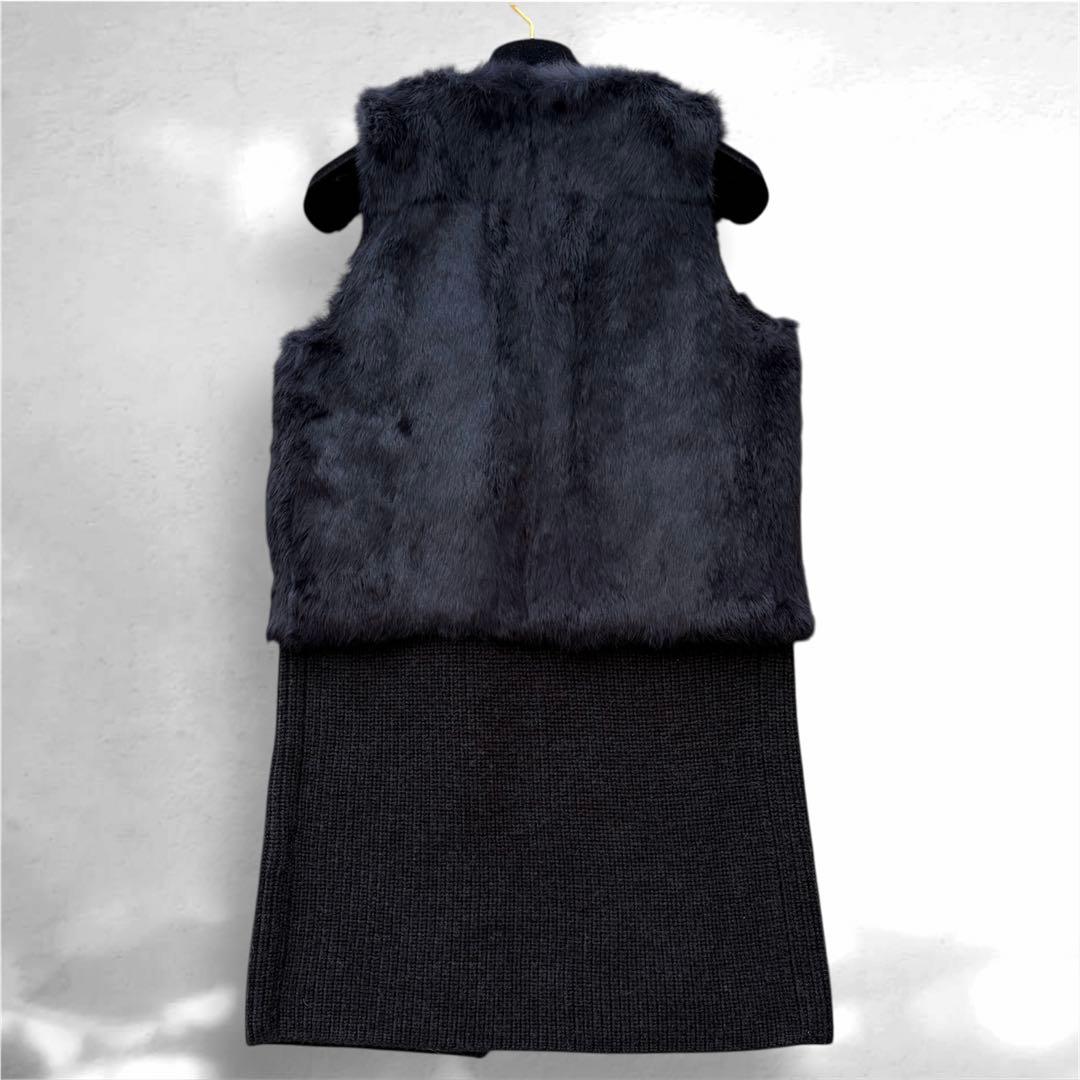 【まーや ✨】ANAYI ラビットファー切り替えニット ジレロングジレ38