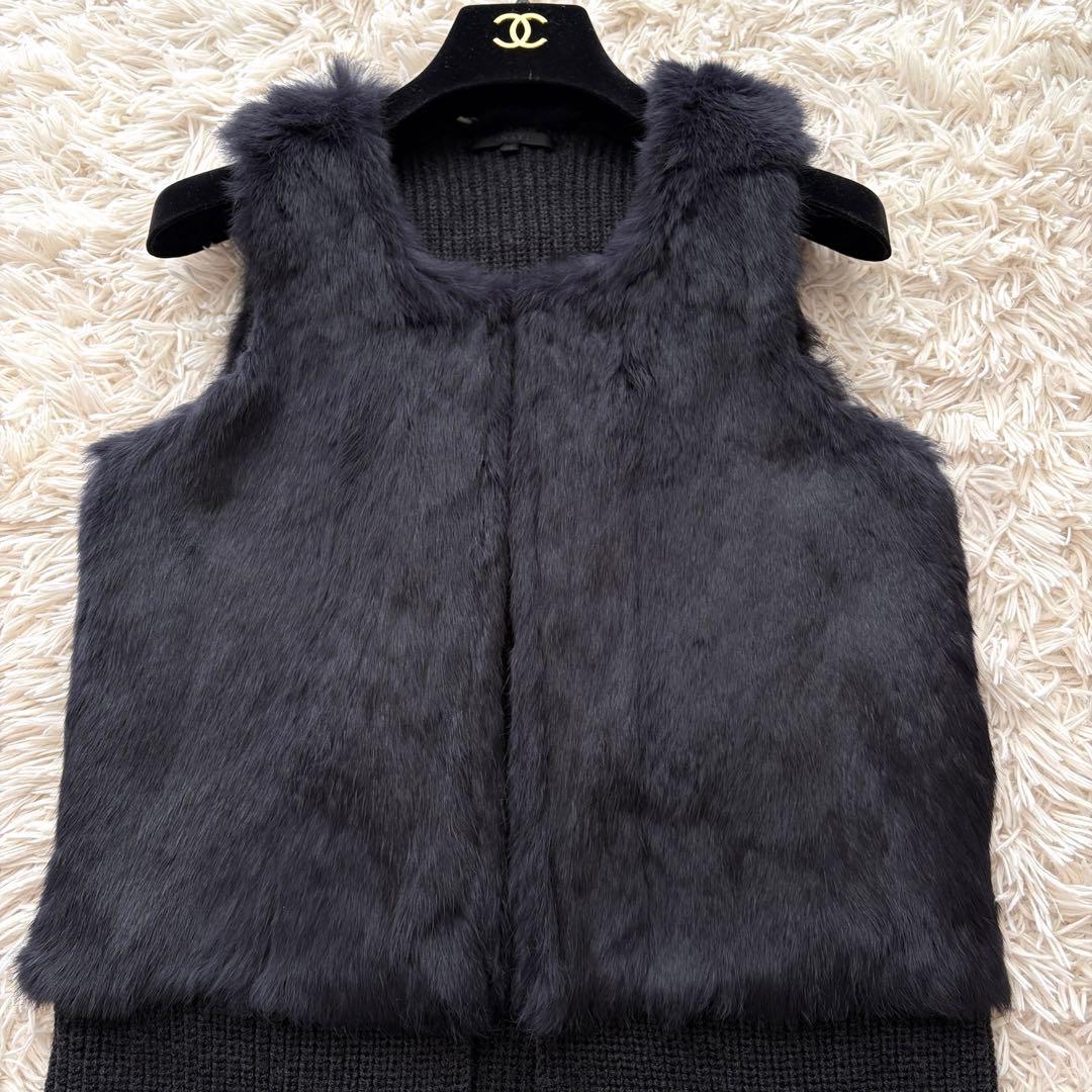 【まーや ✨】ANAYI ラビットファー切り替えニット ジレロングジレ38