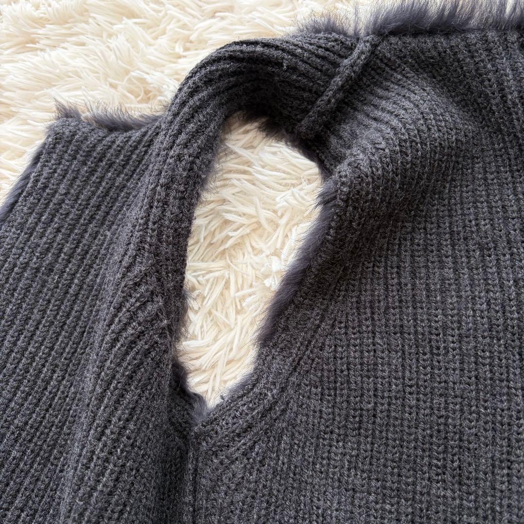 【まーや ✨】ANAYI ラビットファー切り替えニット ジレロングジレ38