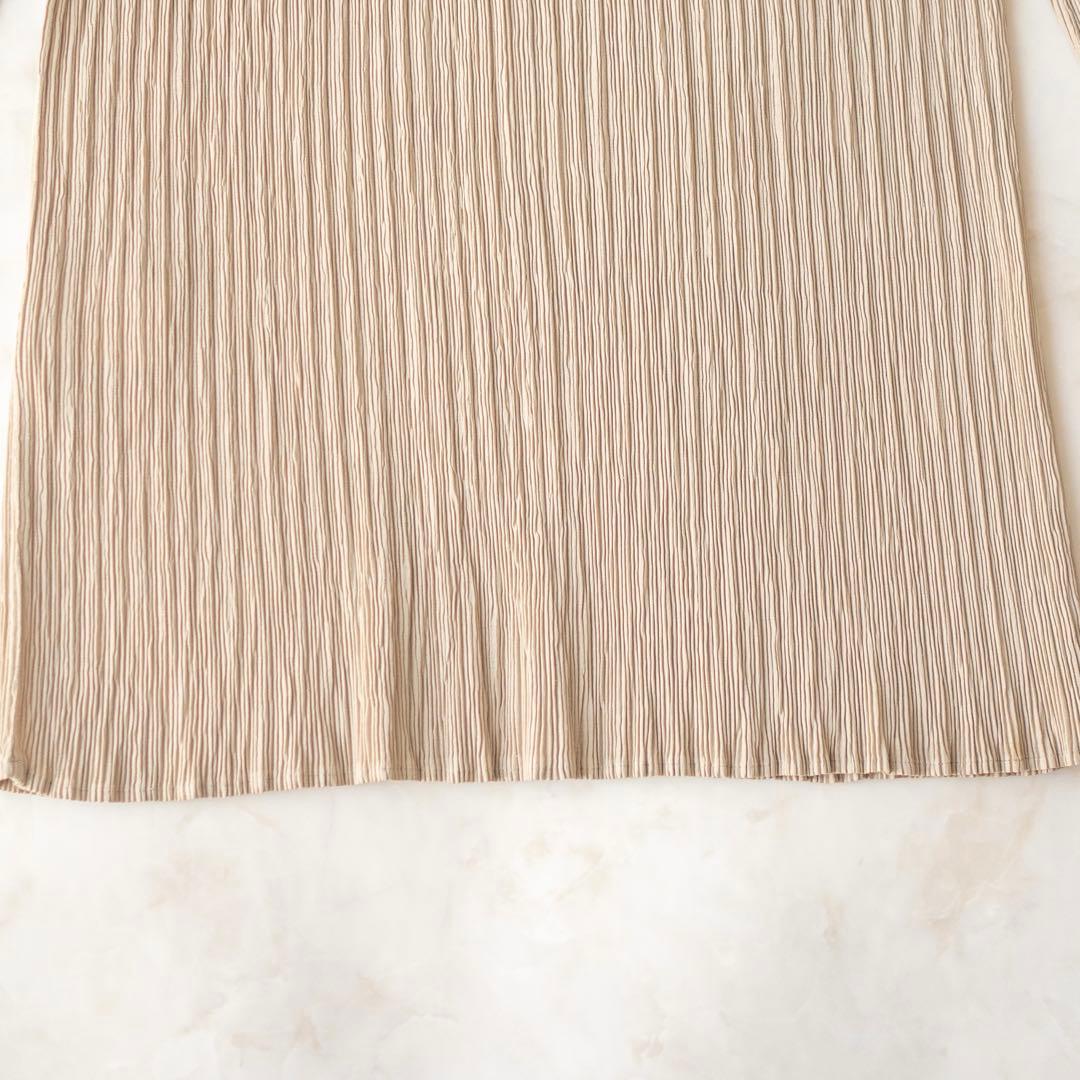 美品✨ISSEY MIYAKE プリーツ タートルネックカットソー ベージュ L