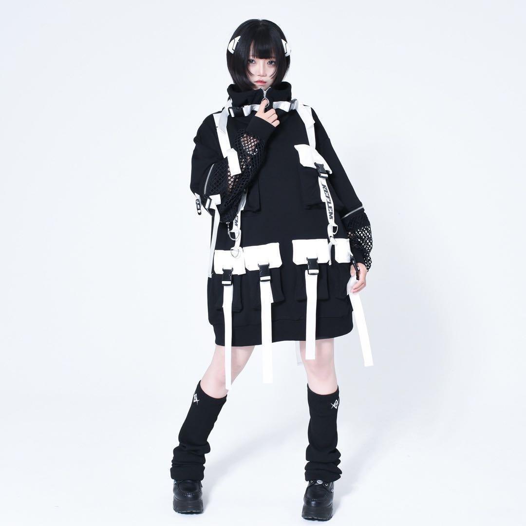 美品 REFLEM サイバー タクティカル袖メッシュセパレートパーカー ジャージ