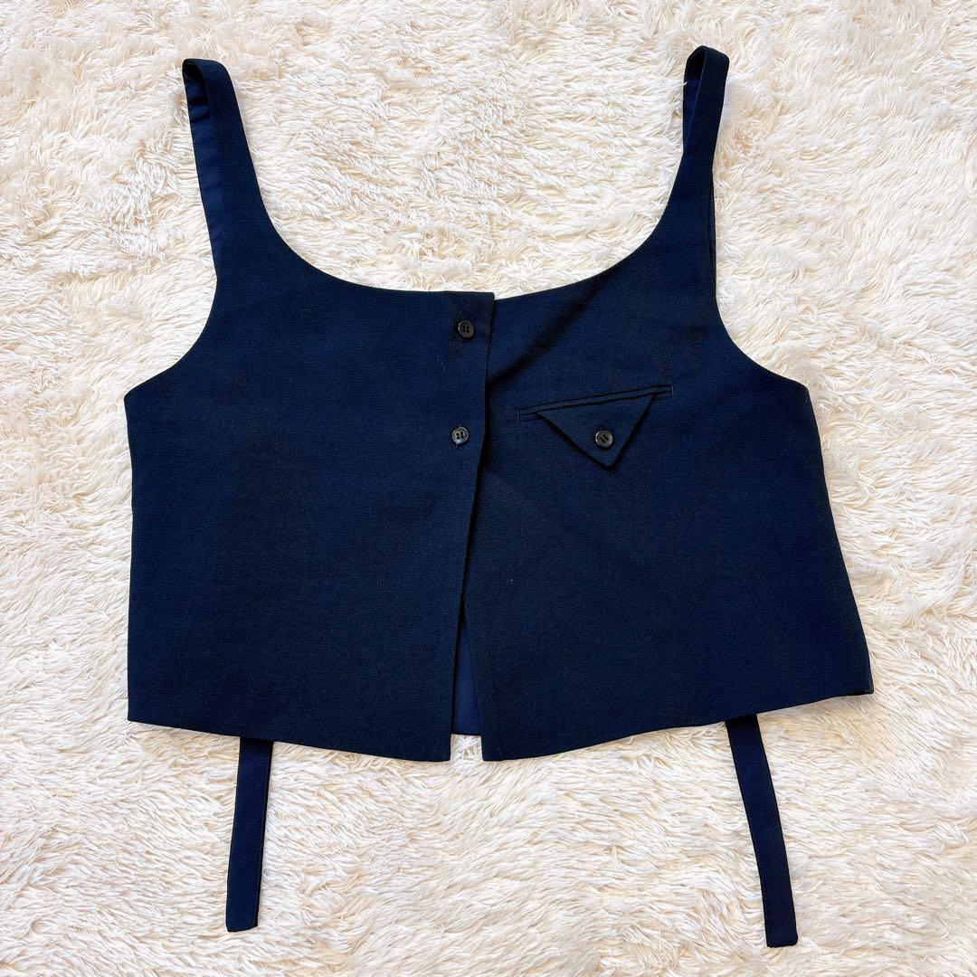 AMERI VEST SET BARE TOP ROMPERS ネイビー　S