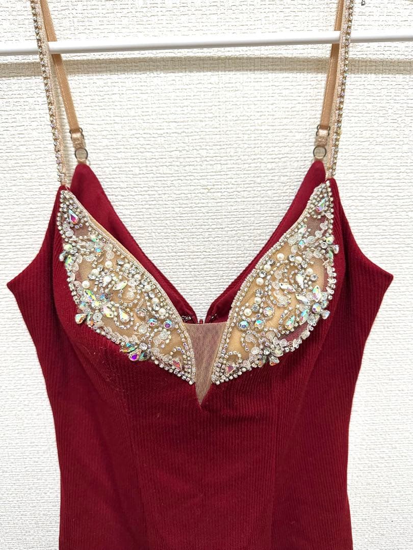 AngelR エンジェルアール 赤 ビジュー タイト キャバドレス S 美品
