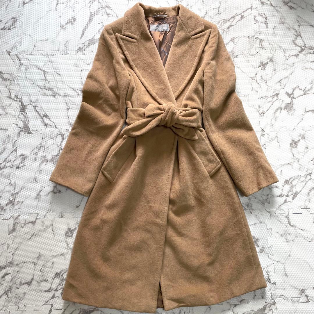 【極美品】マックスマーラ　マニュエラ　ベルテッドコート　アンゴラ　ウール　40号