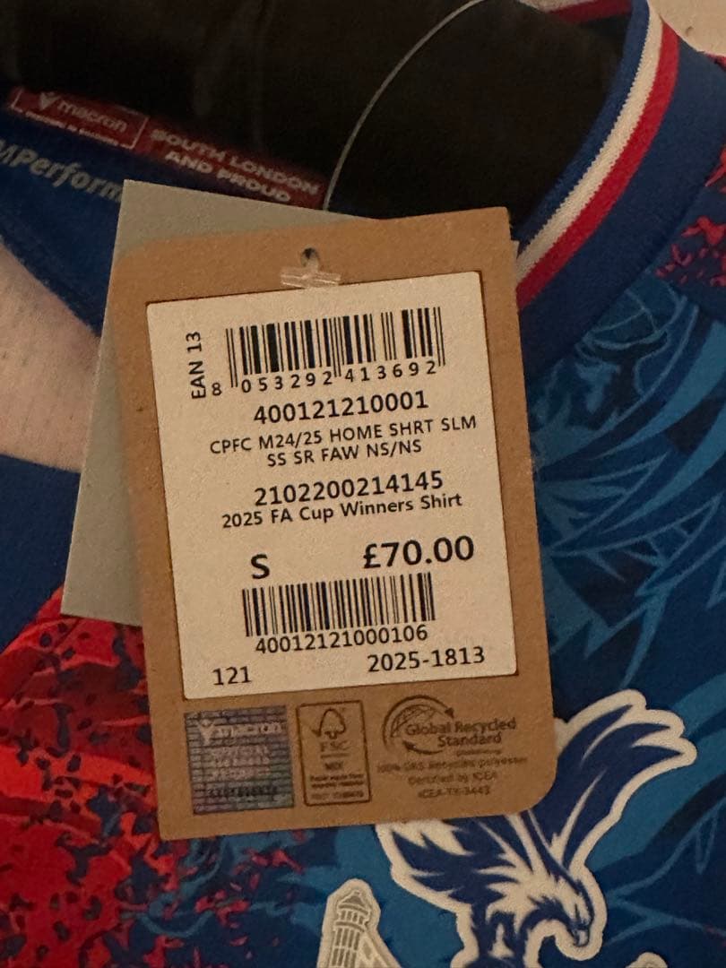 クリスタルパレス24/25 エゼ FAカップ 優勝仕様 S ユニフォーム