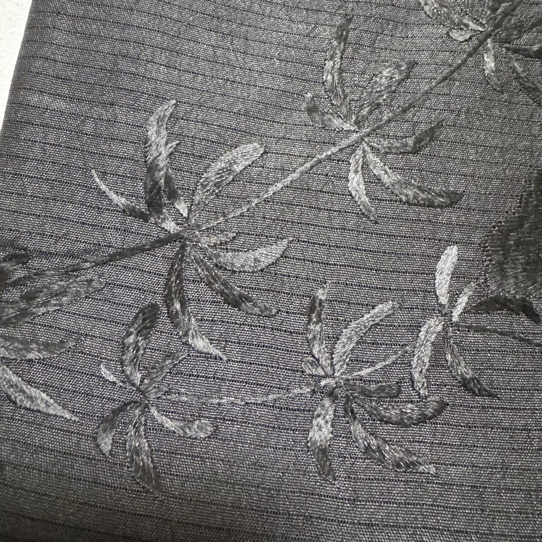 ゆ*う様 夏用 絽 名古屋帯 黒 黒糸　金魚　刺繍 裏太鼓　粋　要手直し　アンテ