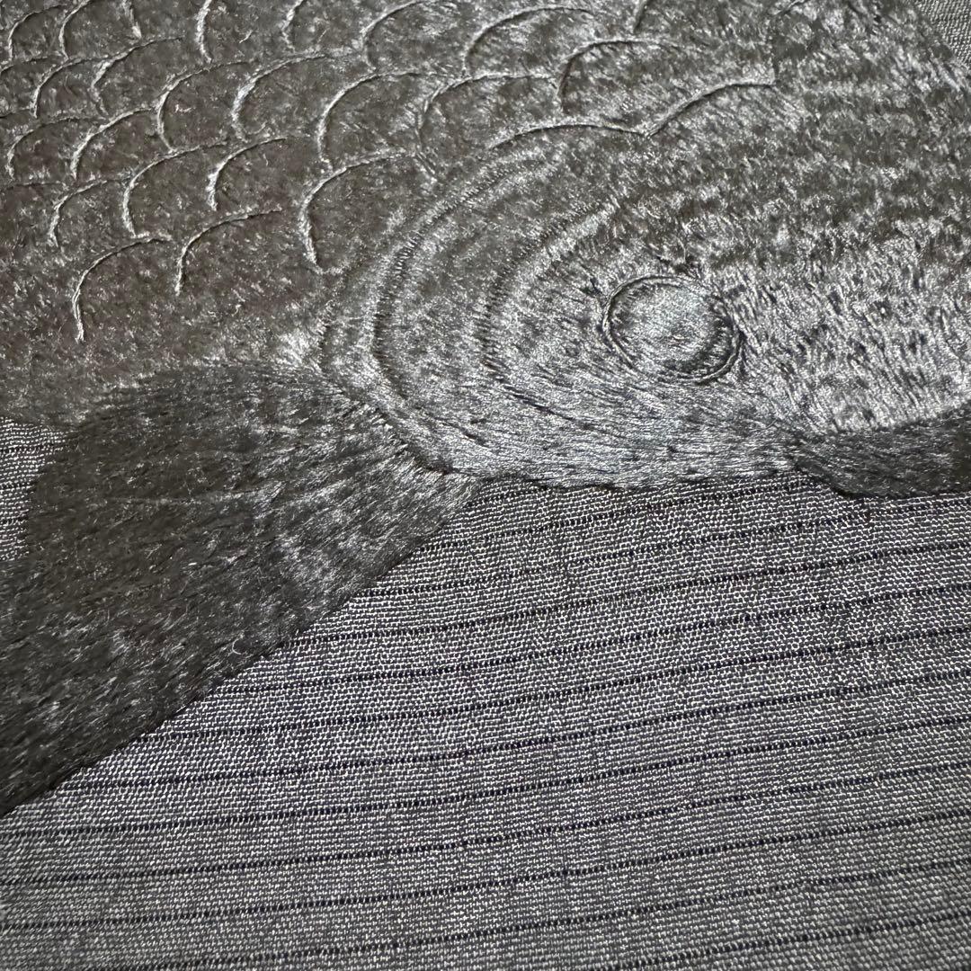 ゆ*う様 夏用 絽 名古屋帯 黒 黒糸　金魚　刺繍 裏太鼓　粋　要手直し　アンテ