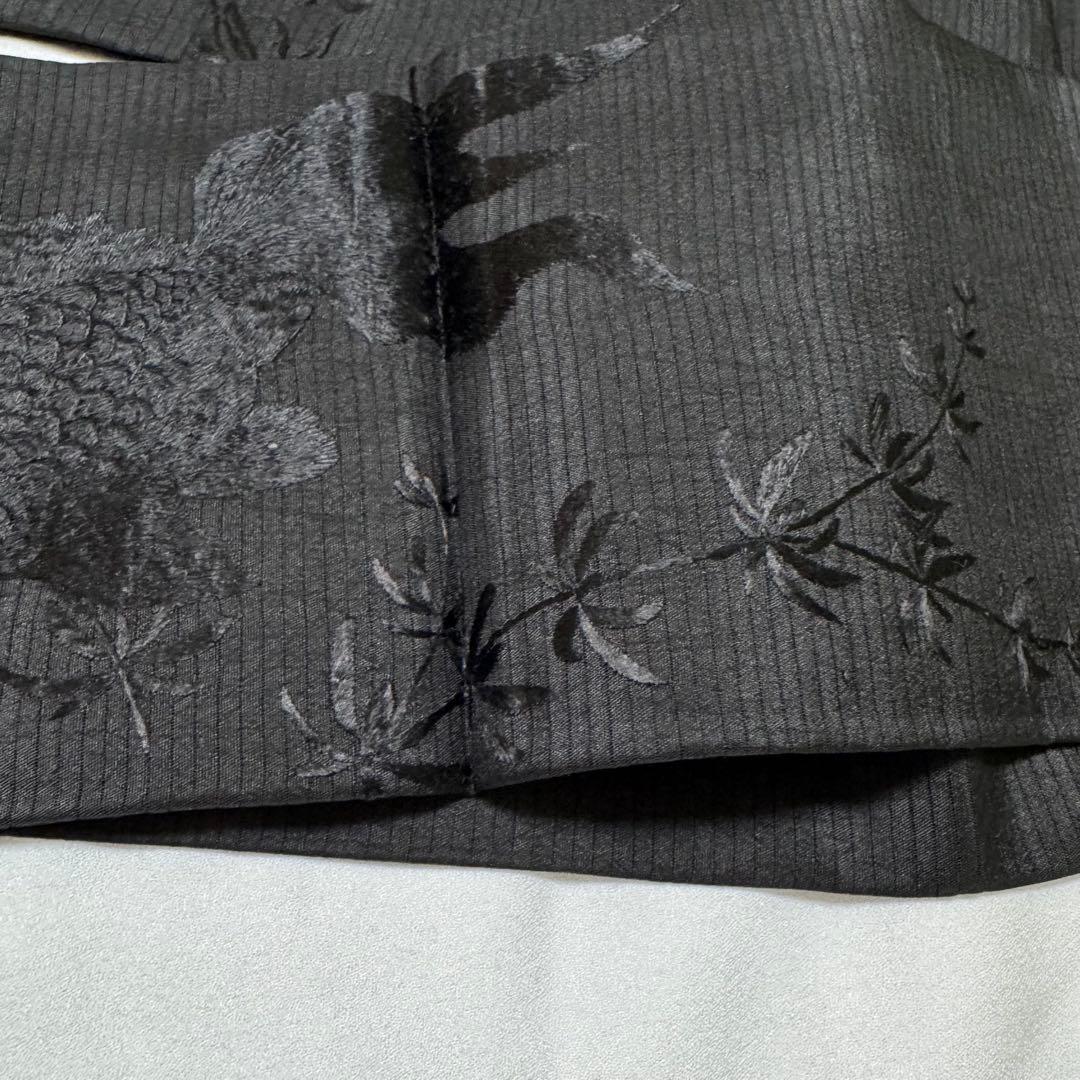 ゆ*う様 夏用 絽 名古屋帯 黒 黒糸　金魚　刺繍 裏太鼓　粋　要手直し　アンテ