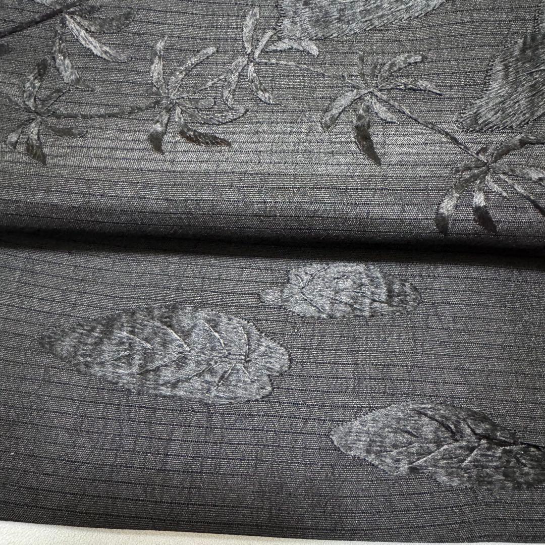 ゆ*う様 夏用 絽 名古屋帯 黒 黒糸　金魚　刺繍 裏太鼓　粋　要手直し　アンテ