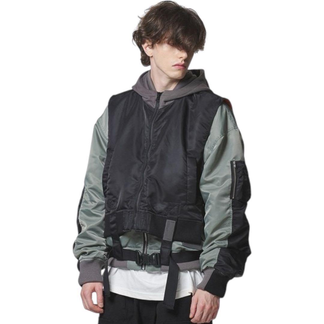 ジャケット・アウター LIBERE COMBINATION MA-1 JACKET BLK