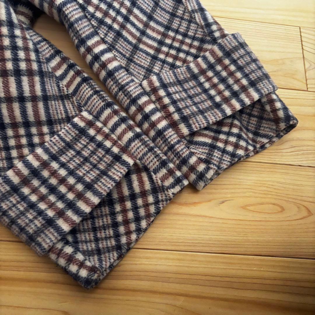 Mila Owen フラップポケットハーフ丈コクーン接結コート チェック柄