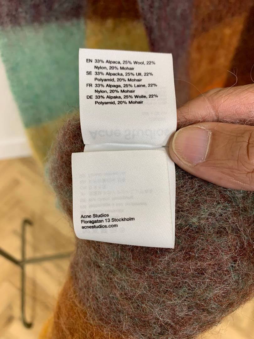 Acne Studios モヘアチェックスカーフ 250 × 28cm