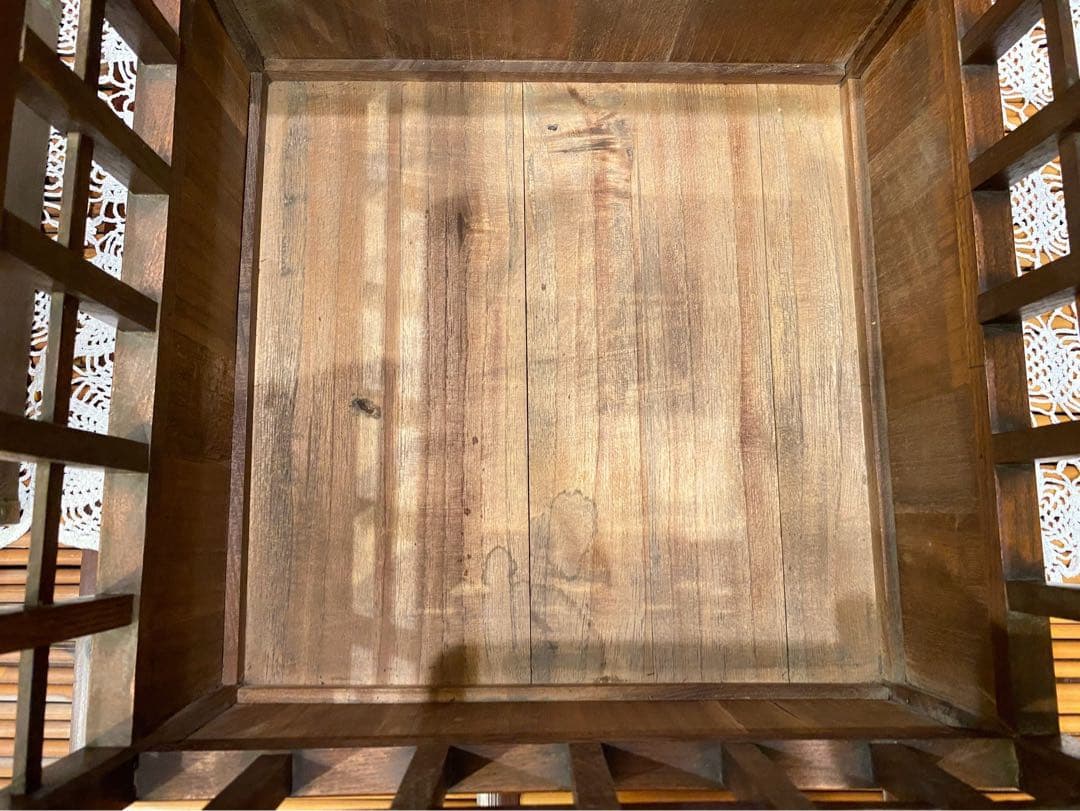 1080＊時代物 銅炉 唐木格子角火鉢 火道具 昭和レトロ 当時物 年代物