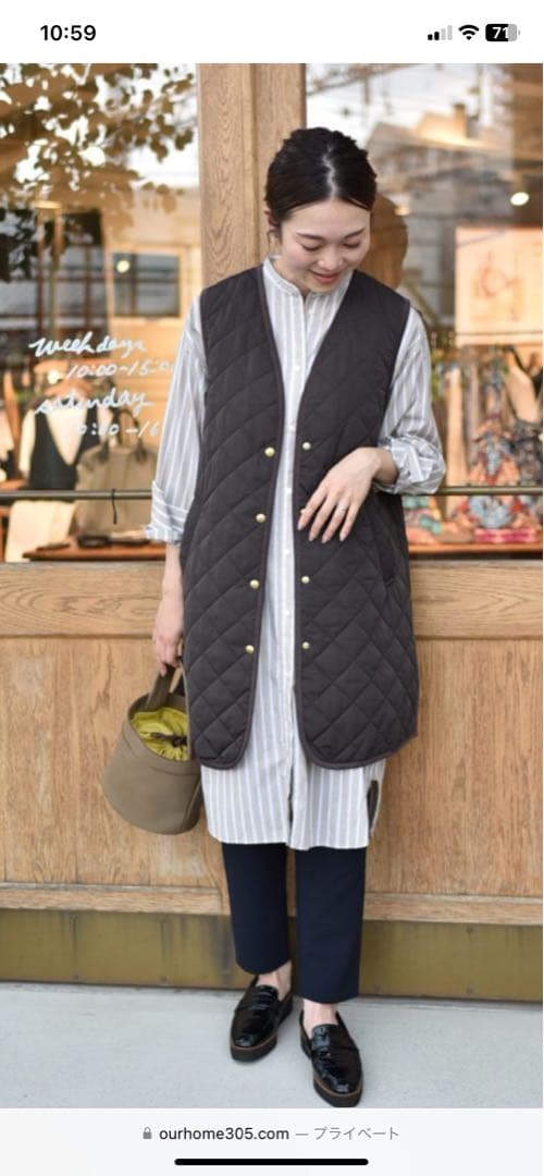 OUR ロング丈のキルティングベスト