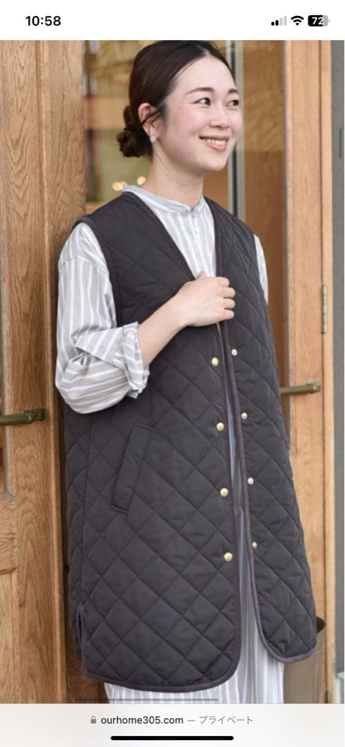 OUR ロング丈のキルティングベスト