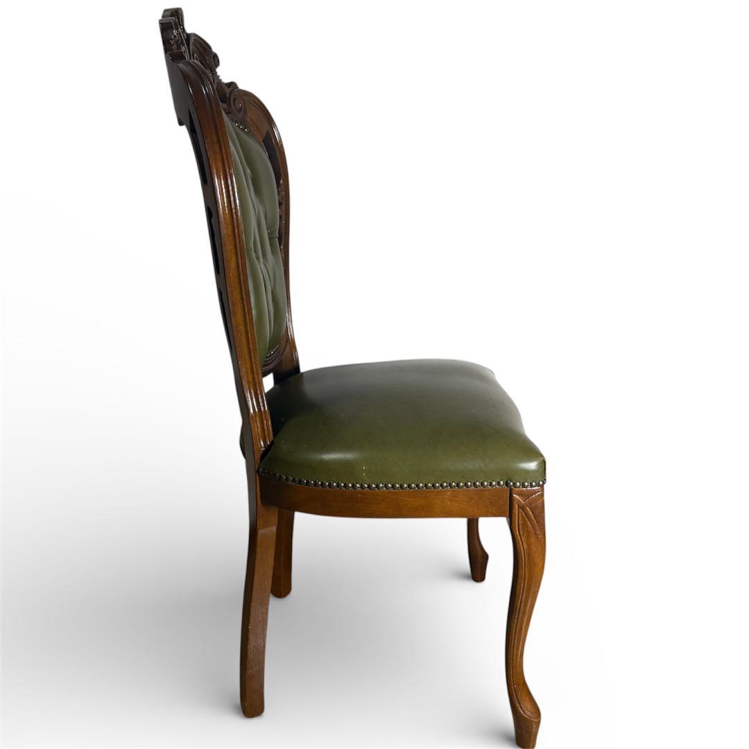 イタリアン ヴィンテージ調 ダイニングチェア レザー 猫脚 NO.1