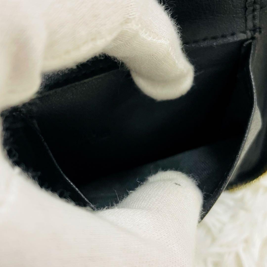 極美✨LOEWE 二つ折り ラウンドファスナー スクエア レザー ブラック