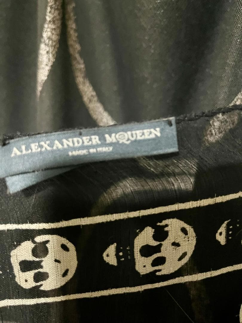 Alexander McQueen シルクスカルストール ブラック マックイーン