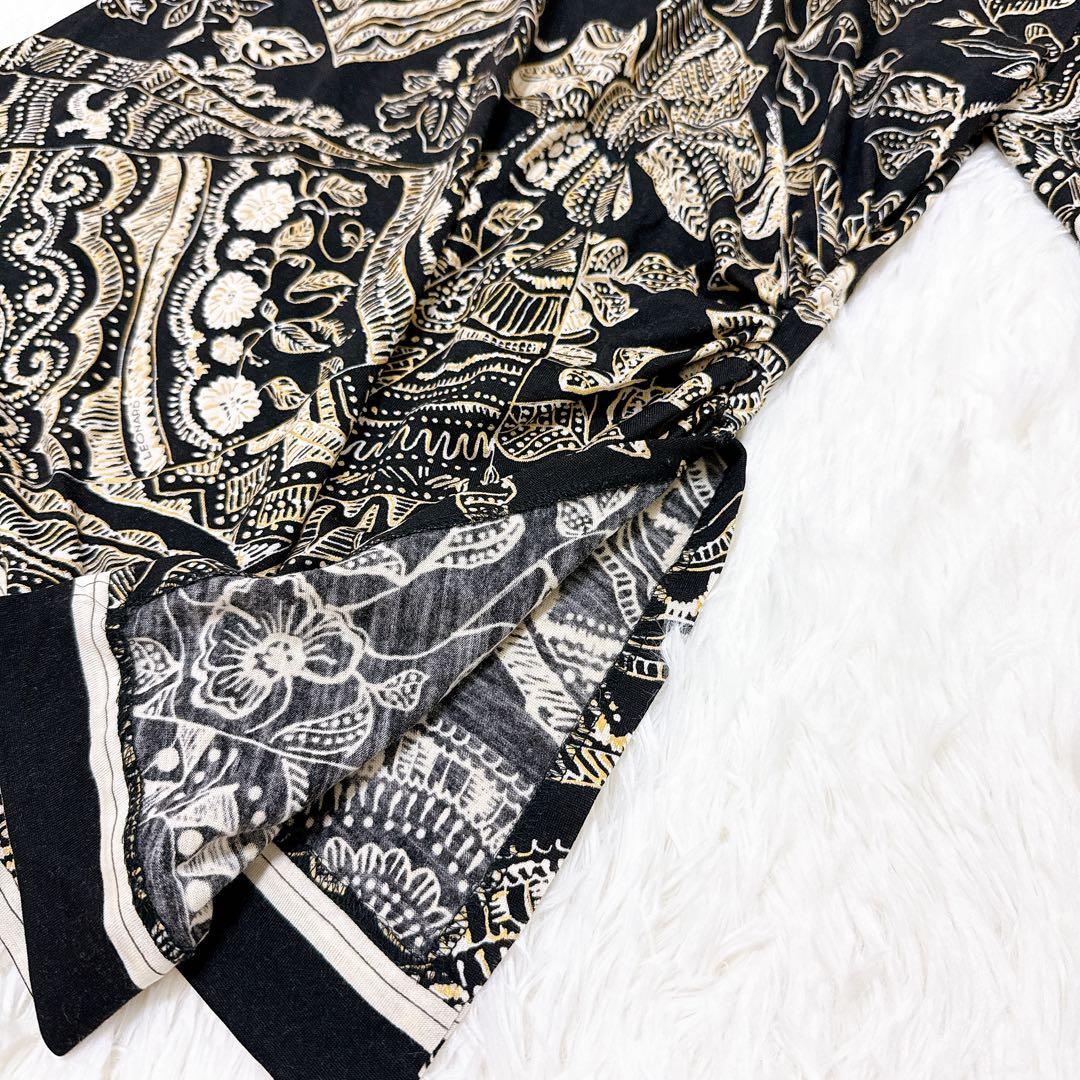 レオナール　チュニック　花柄　トリム　ウール　シルク　ロゴ　トリム　サイズL