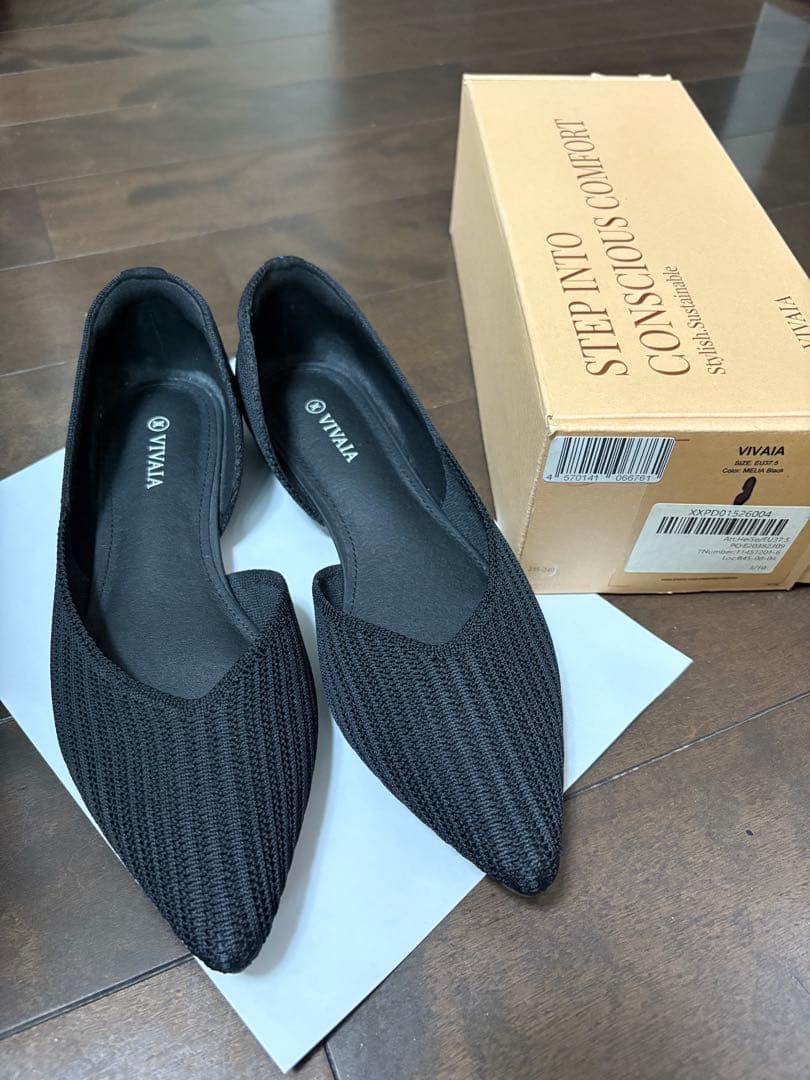 【匿名配送】VIVAIA MELIA Black EU37.5 フラットシューズ
