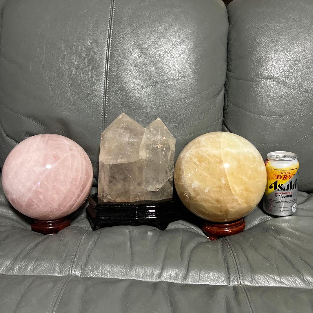 まとめ大特価！水晶ダブルポイント、ローズクォーツ、イエローカルサイト　大玉！