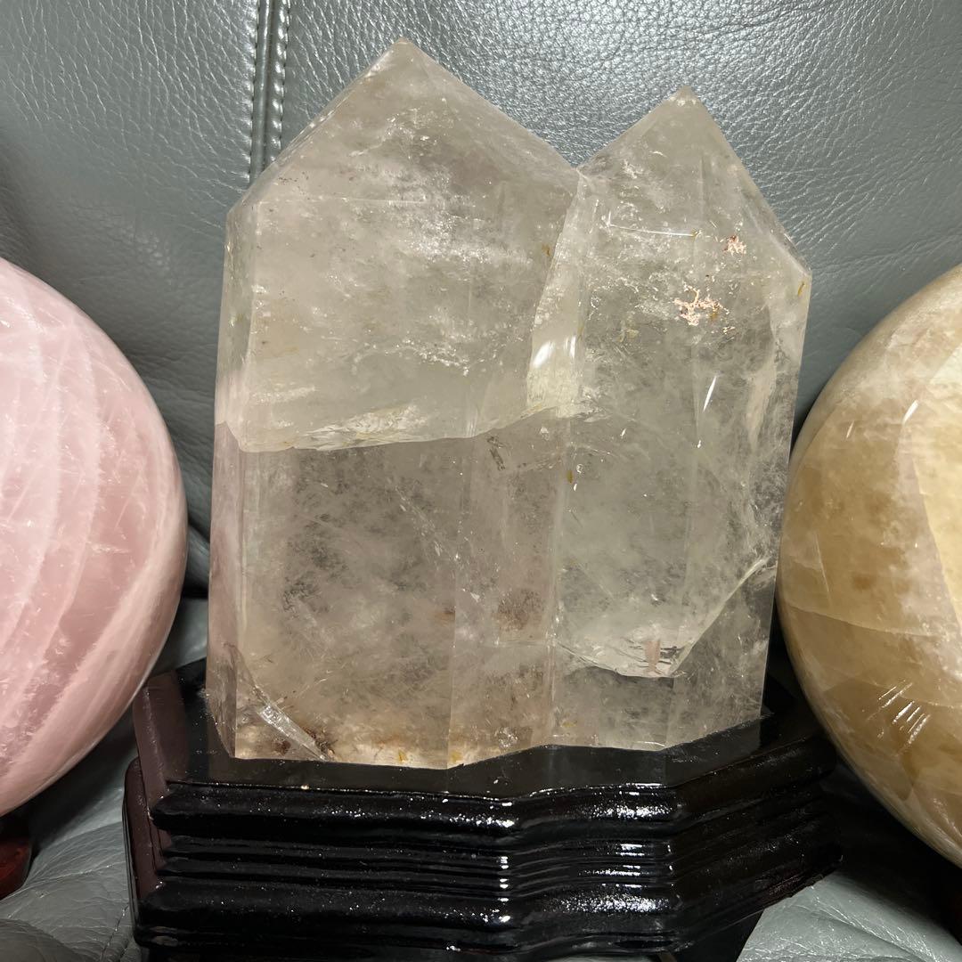 まとめ大特価！水晶ダブルポイント、ローズクォーツ、イエローカルサイト　大玉！