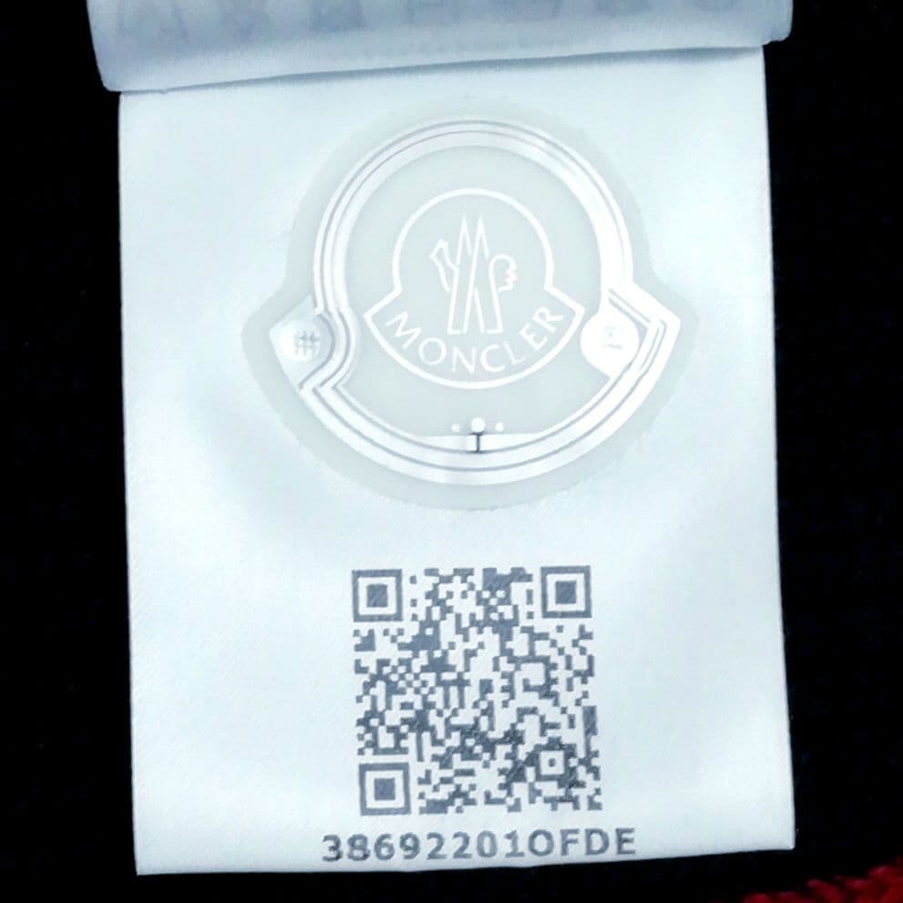 未使用正規品 モンクレール ロゴワッペン トリコロールマフラー 紺系色