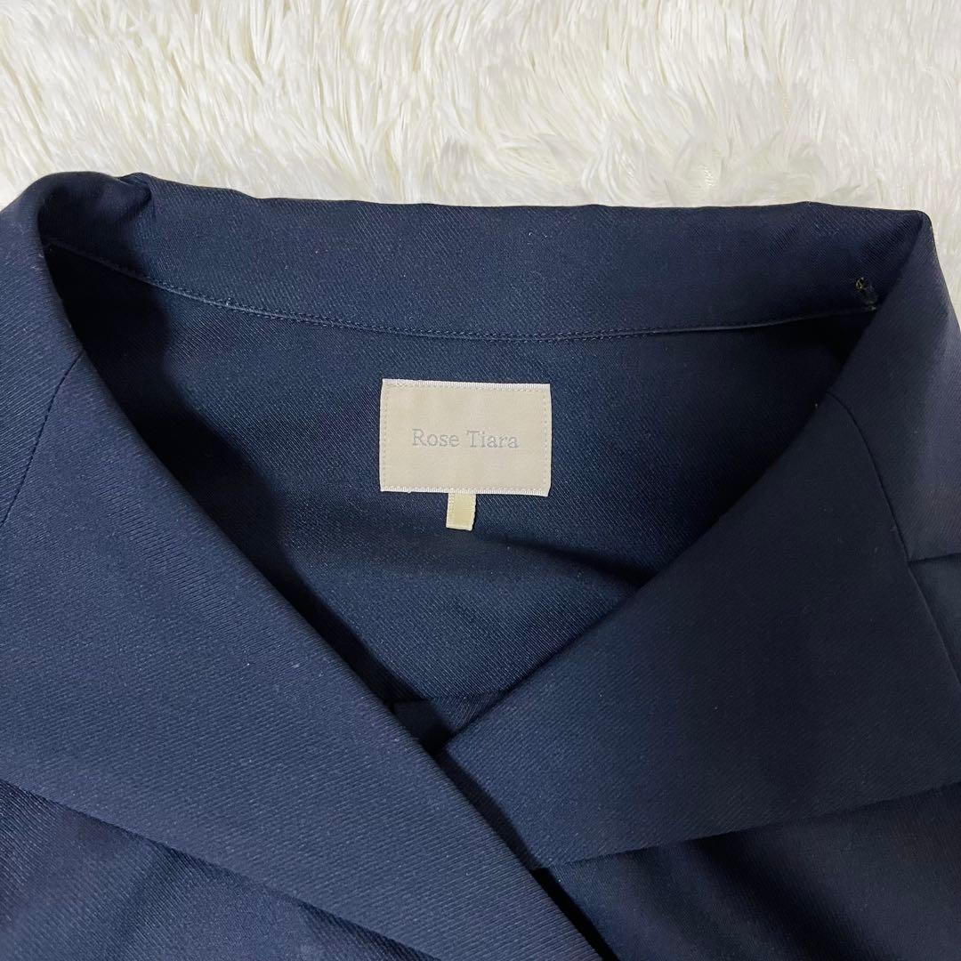 ローズティアラ レース プリーツ切替 ベルト トレンチ風 ロングワンピース 42