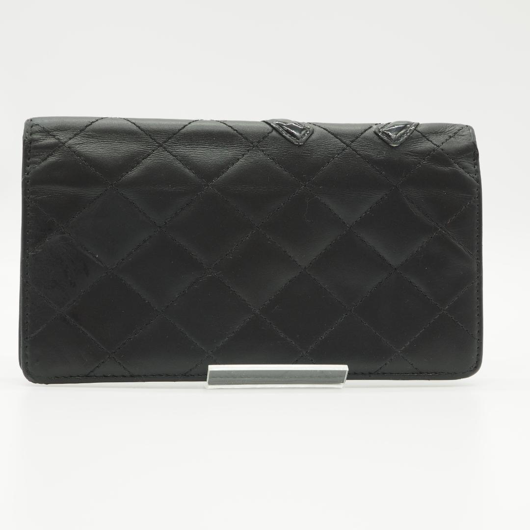 【美品】CHANEL シャネル カンボンライン 長財布 黒×ピンク
