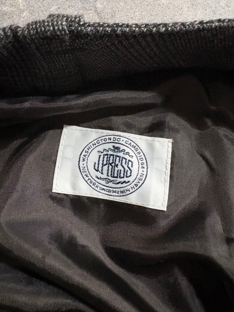 パンツ J.PRESS glen check wide slacks gray