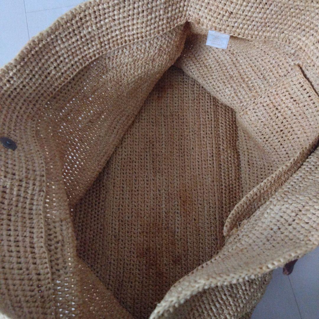 ヘレンカミンスキー　ラフィアトートバッグ　レザーハンドル ベージュレディース