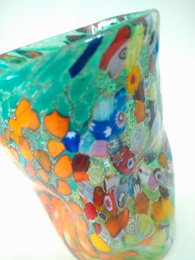 なっち　未使用／ベネチアンガラス／ムラーノ／ミルフィオリ／手吹き切りガラス