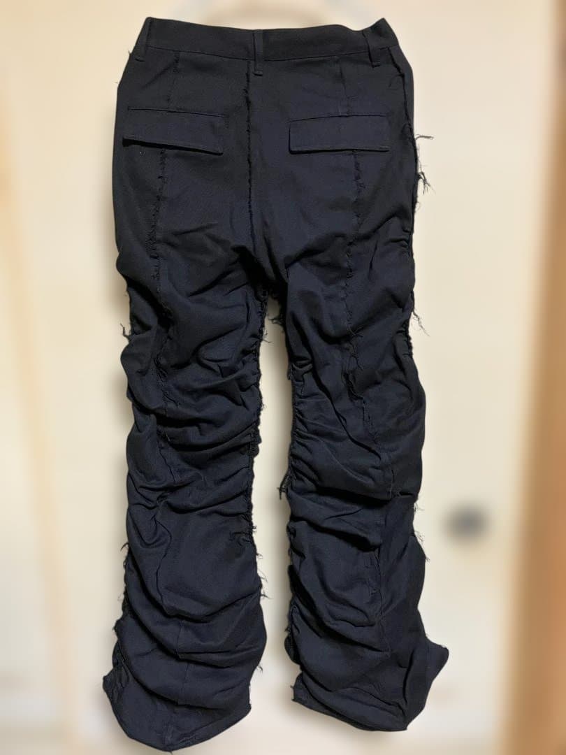 【完売品】GRANCY シャーリングダメージデザインコットンパンツ ブラック M