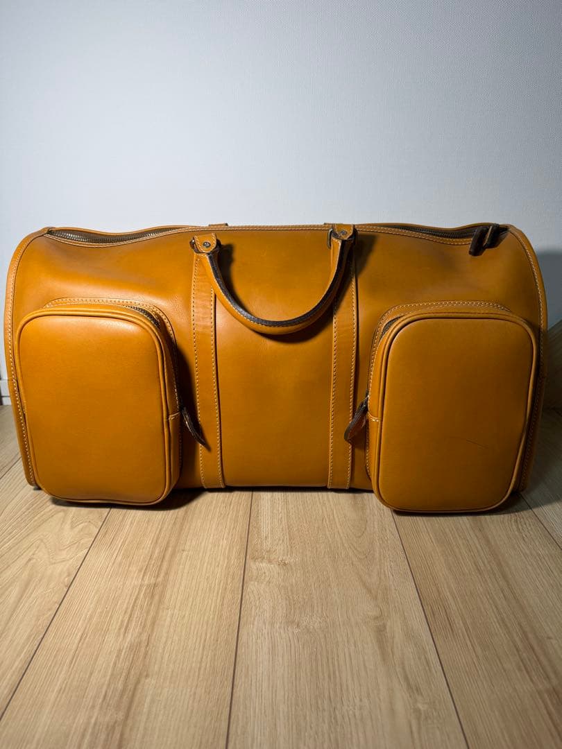 HEDGEレザー ボストンバッグ オレンジ