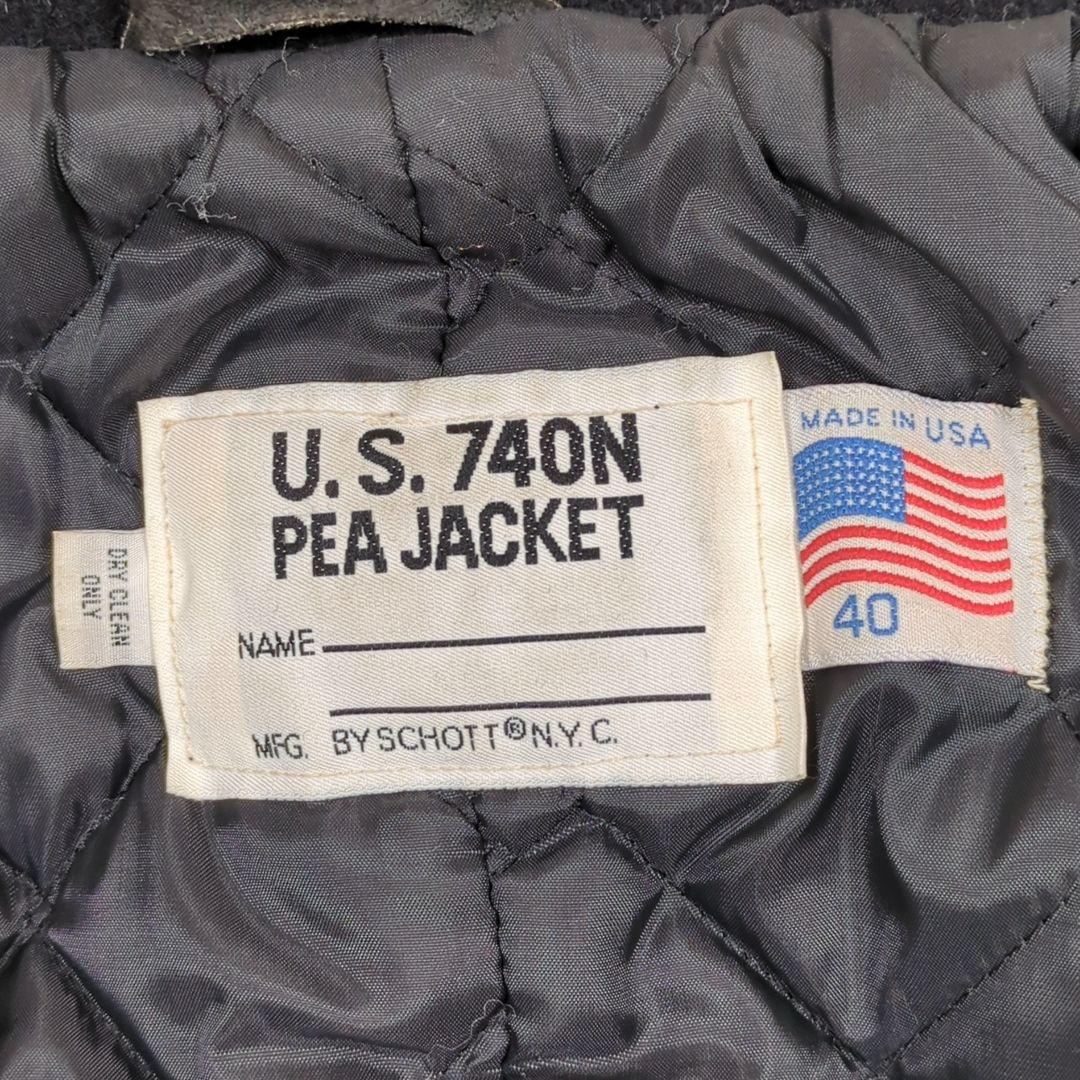【希少 L】ショット　ピーコート　中綿キルティング　ダブル　U.S 740N　黒