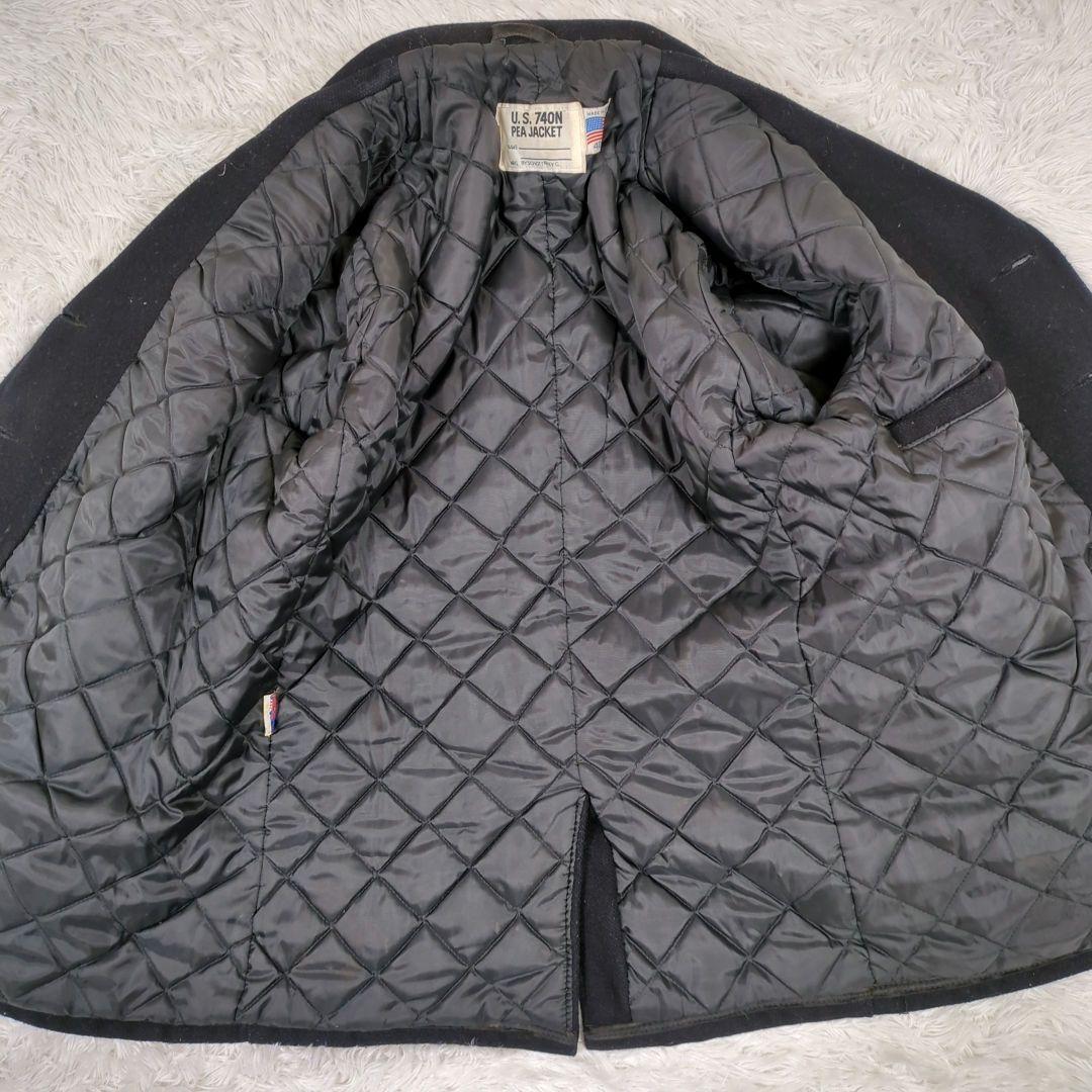 【希少 L】ショット　ピーコート　中綿キルティング　ダブル　U.S 740N　黒