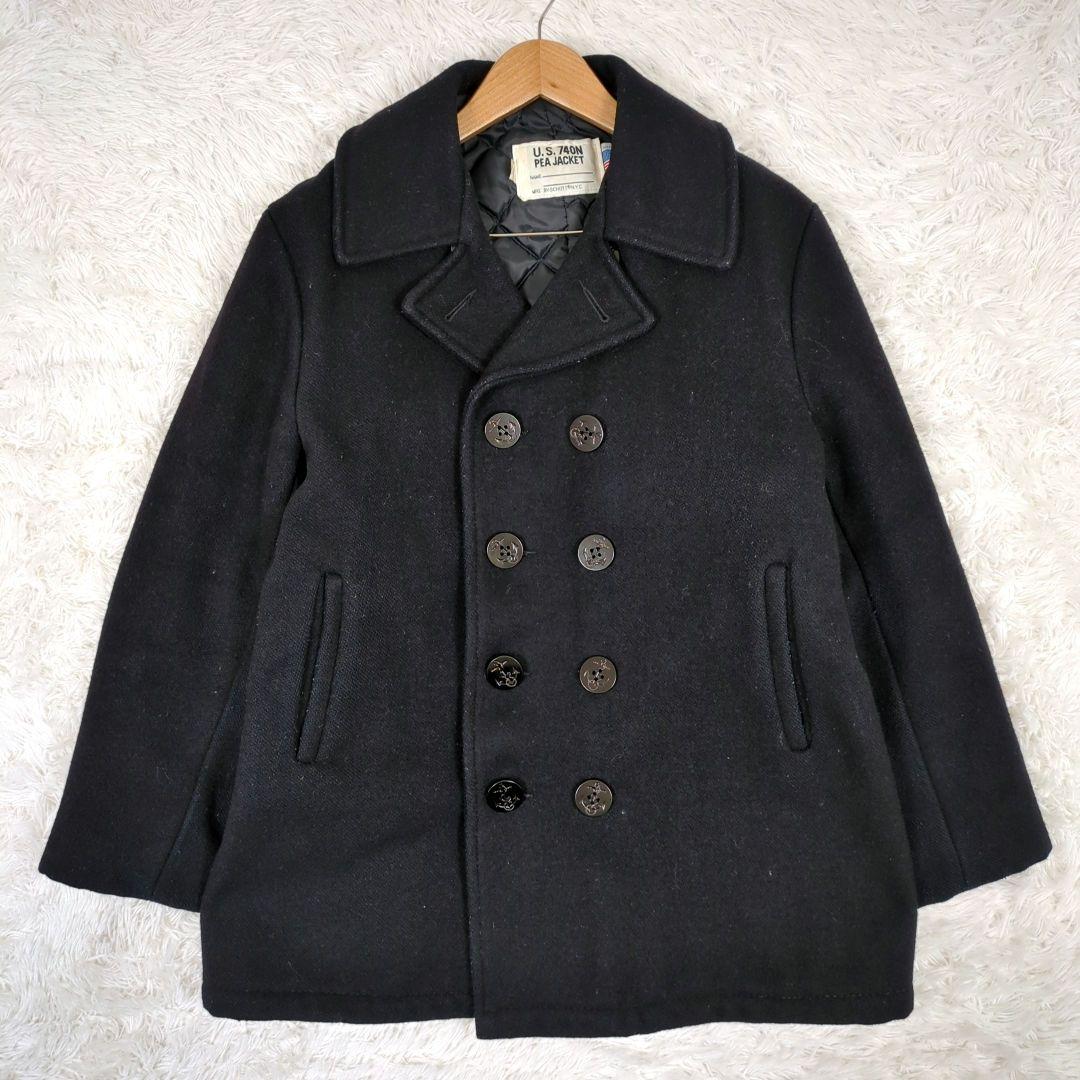 【希少 L】ショット　ピーコート　中綿キルティング　ダブル　U.S 740N　黒