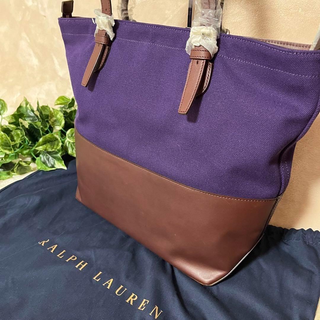 未使用　ラルフローレン　トートバッグ　肩がけ　RLチャーム　A4 大容量　レザー