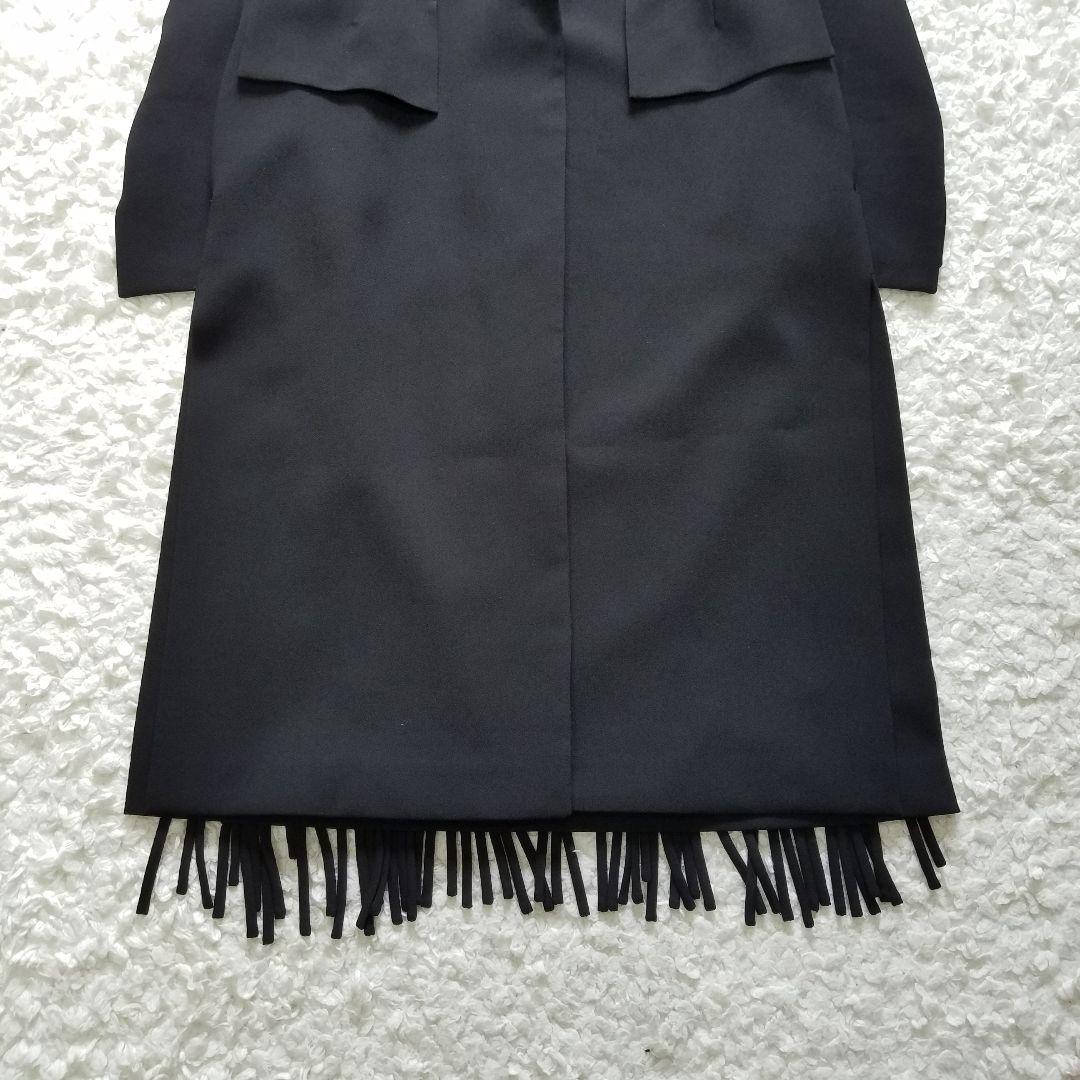 新品タグ付✨アドーア　フリンジジョーゼットコート　ロング　チェスターコート　黒