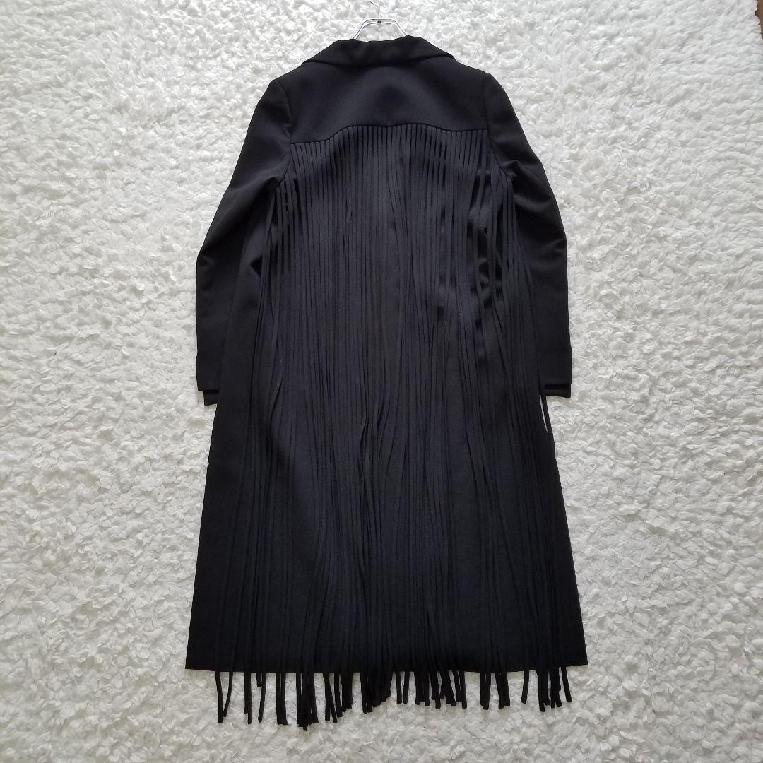 新品タグ付✨アドーア　フリンジジョーゼットコート　ロング　チェスターコート　黒
