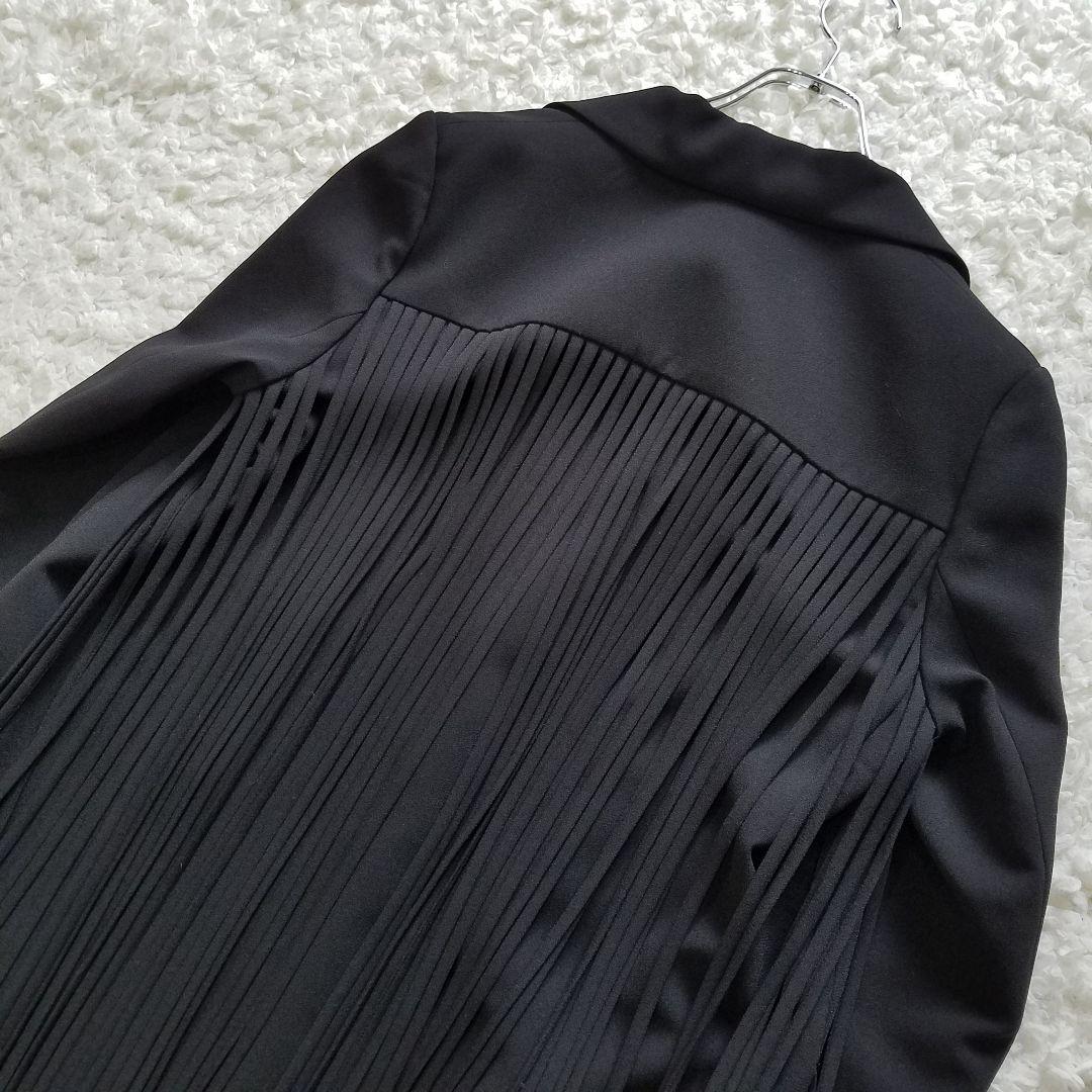 新品タグ付✨アドーア　フリンジジョーゼットコート　ロング　チェスターコート　黒