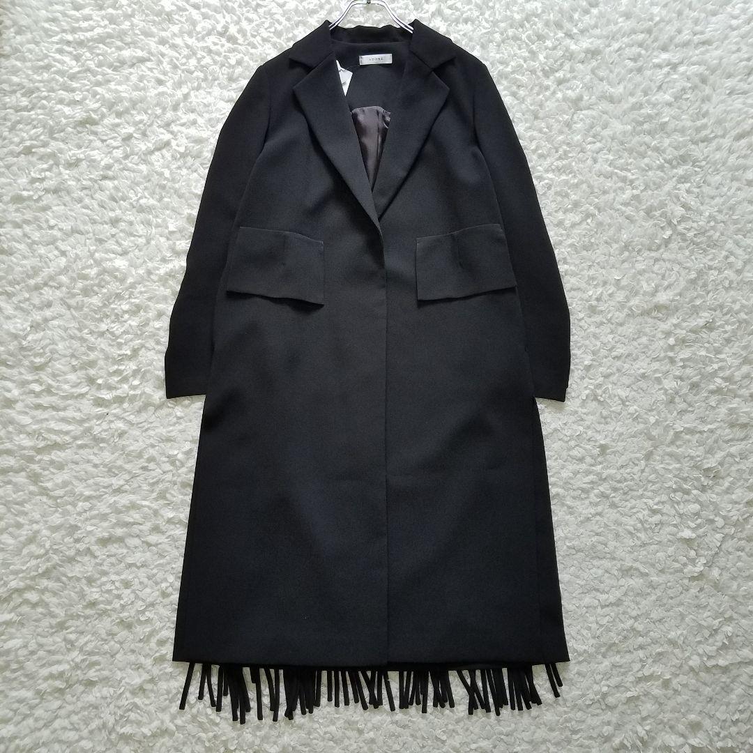 新品タグ付✨アドーア　フリンジジョーゼットコート　ロング　チェスターコート　黒