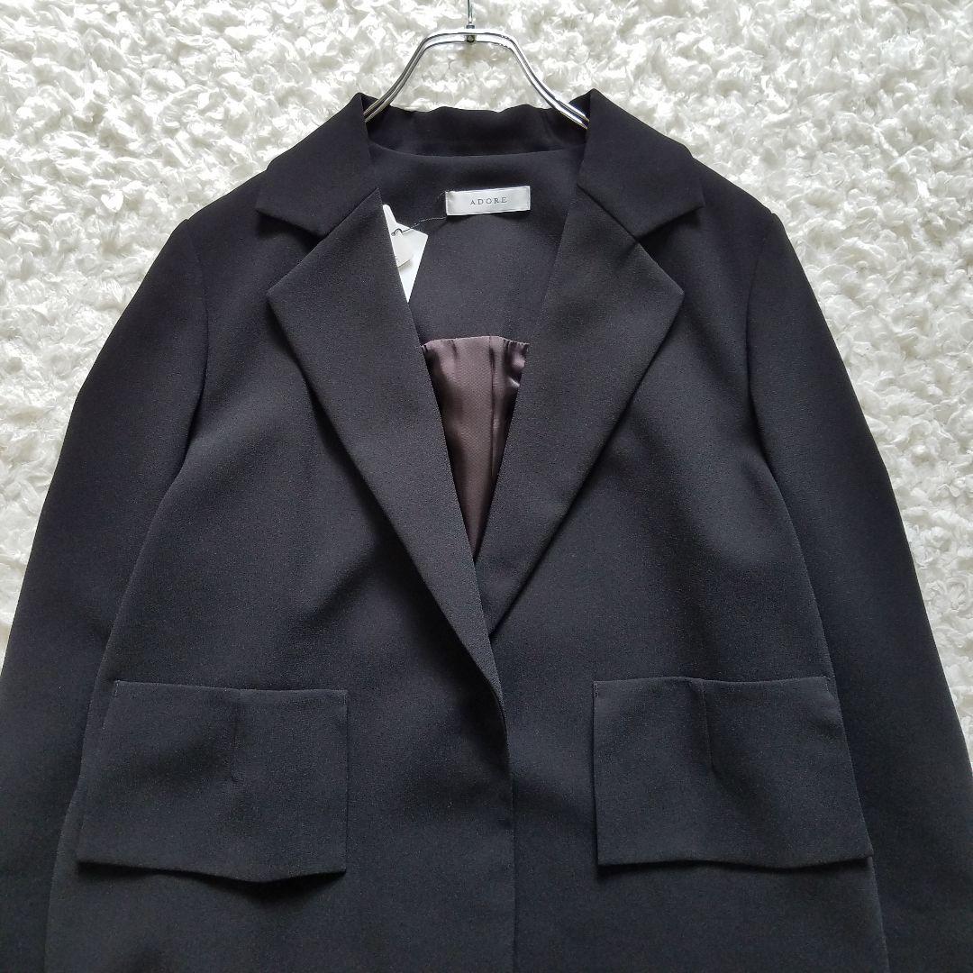 新品タグ付✨アドーア　フリンジジョーゼットコート　ロング　チェスターコート　黒