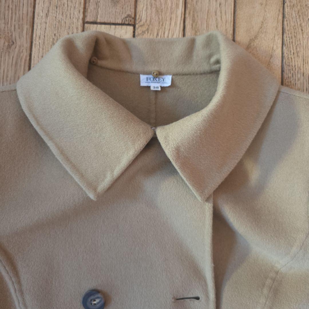 FOXEY ベージュ ヌートリアファー付き ピーコート 38サイズ