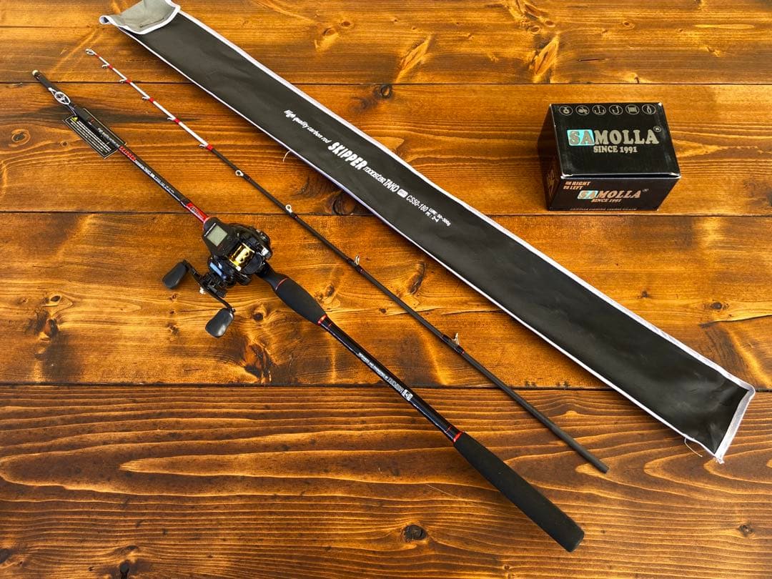 ジギングロッド　デジタルカウンター付きリール　イカメタル　スパイラル　左ハンドル