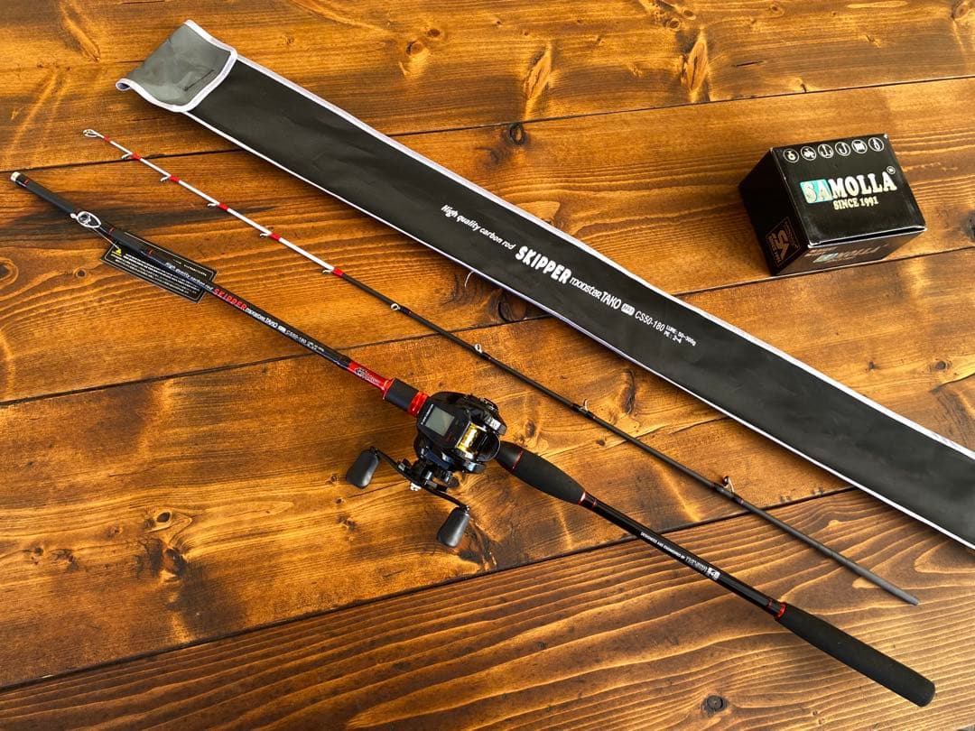 ジギングロッド　デジタルカウンター付きリール　イカメタル　スパイラル　左ハンドル