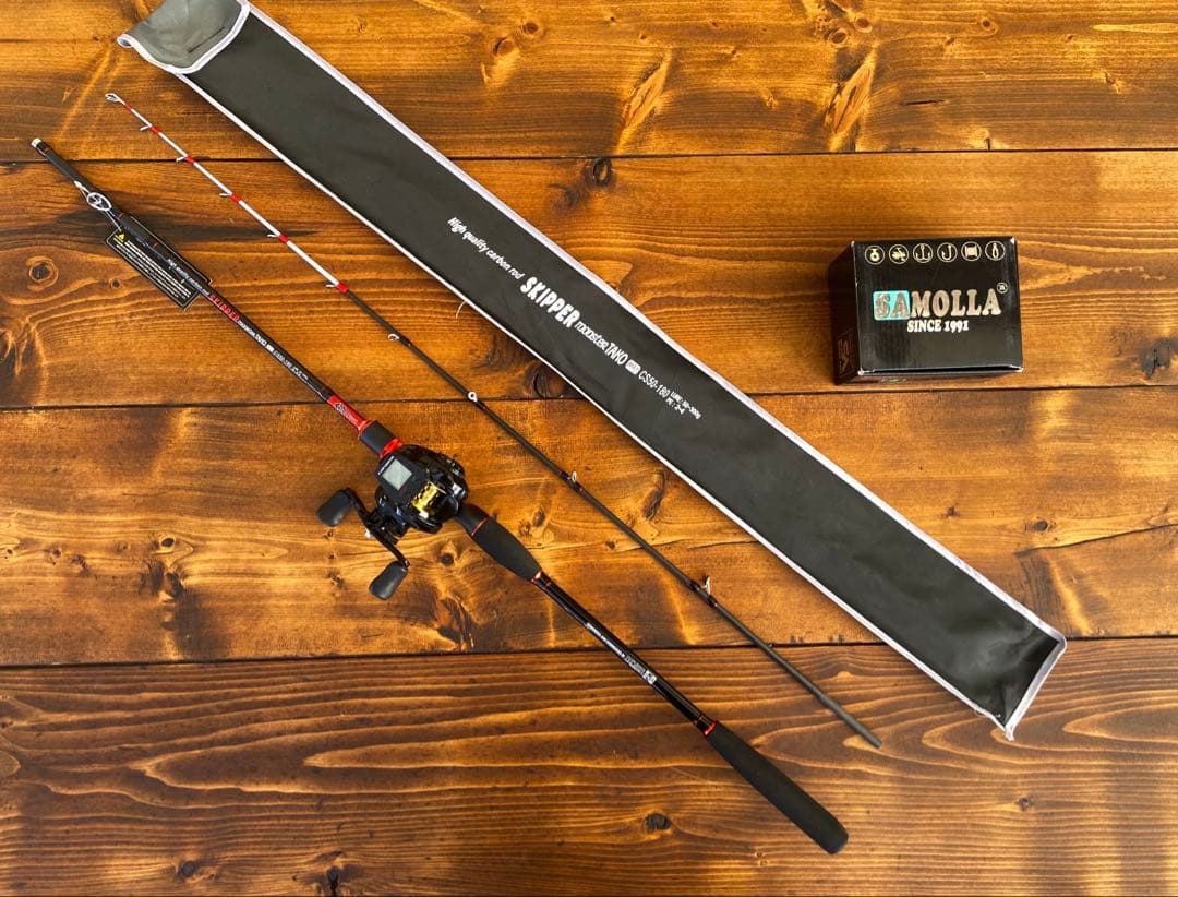 ジギングロッド　デジタルカウンター付きリール　イカメタル　スパイラル　左ハンドル